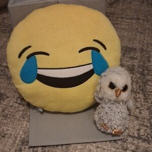 Yellow Emoji and Gray Owl Stuffed Animal Set